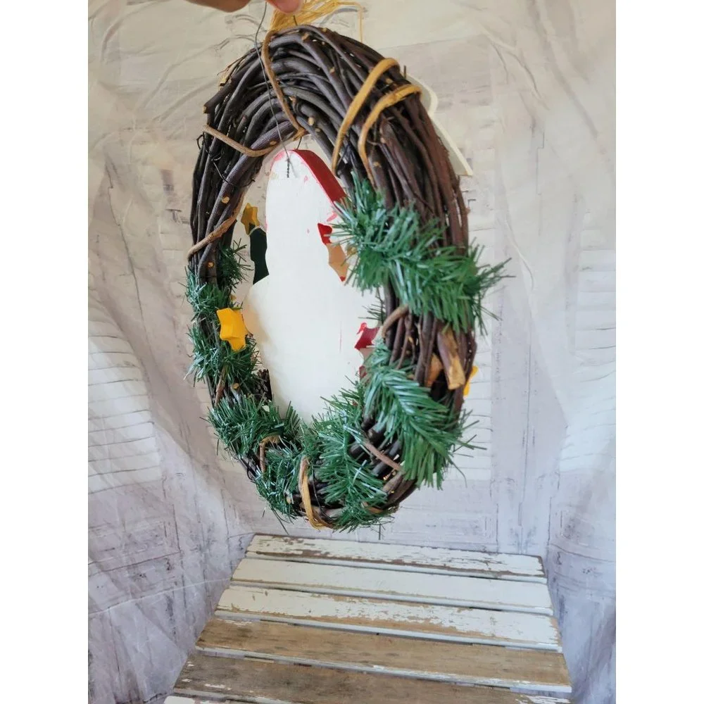 Santa wreath country folk Xmas‎ decor home outside